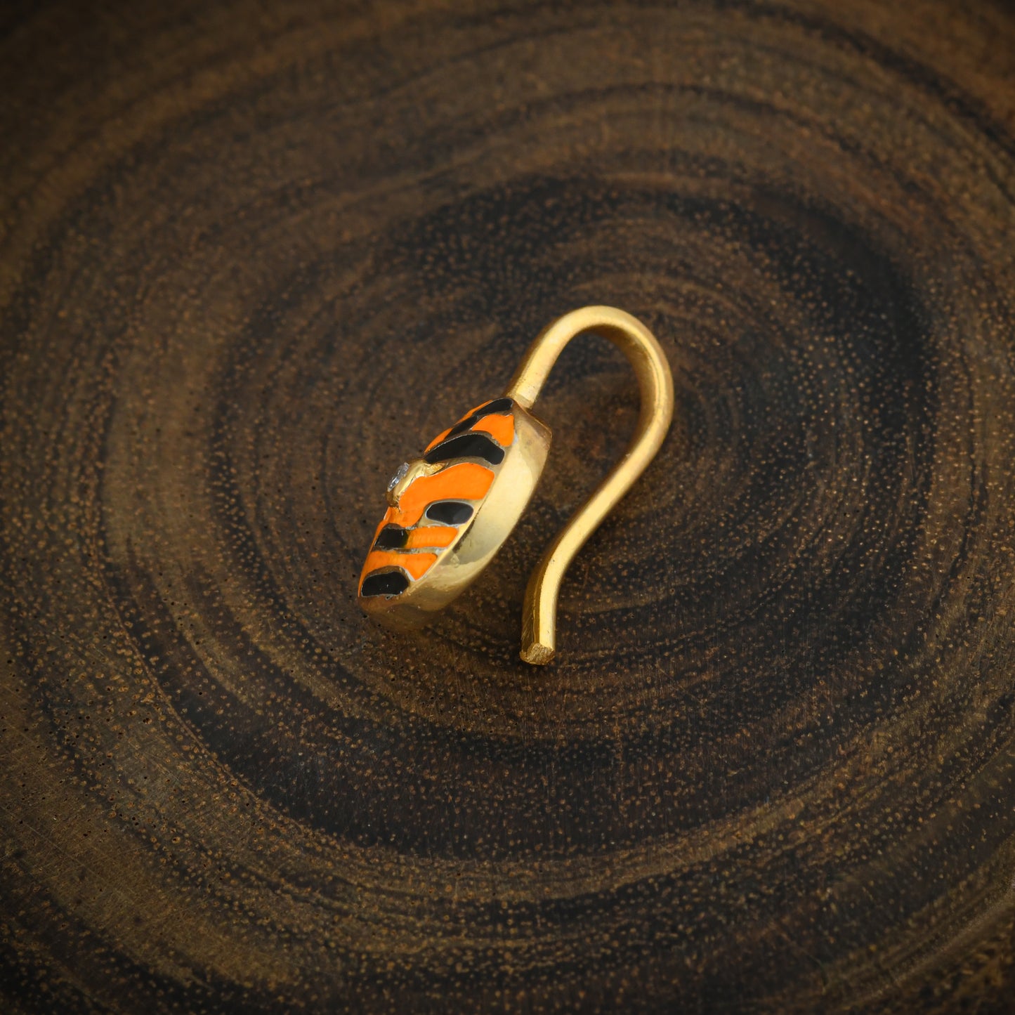 "Corbett Tigress" Gold Plated Silver Enamelled Nose pin