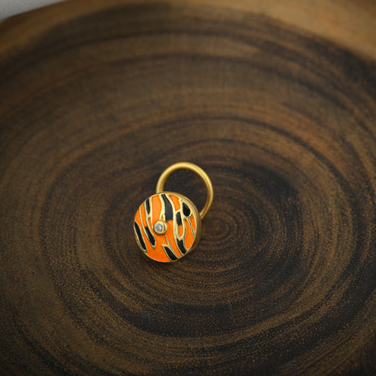 "Corbett Tigress" Gold Plated Silver Enamelled Nose pin