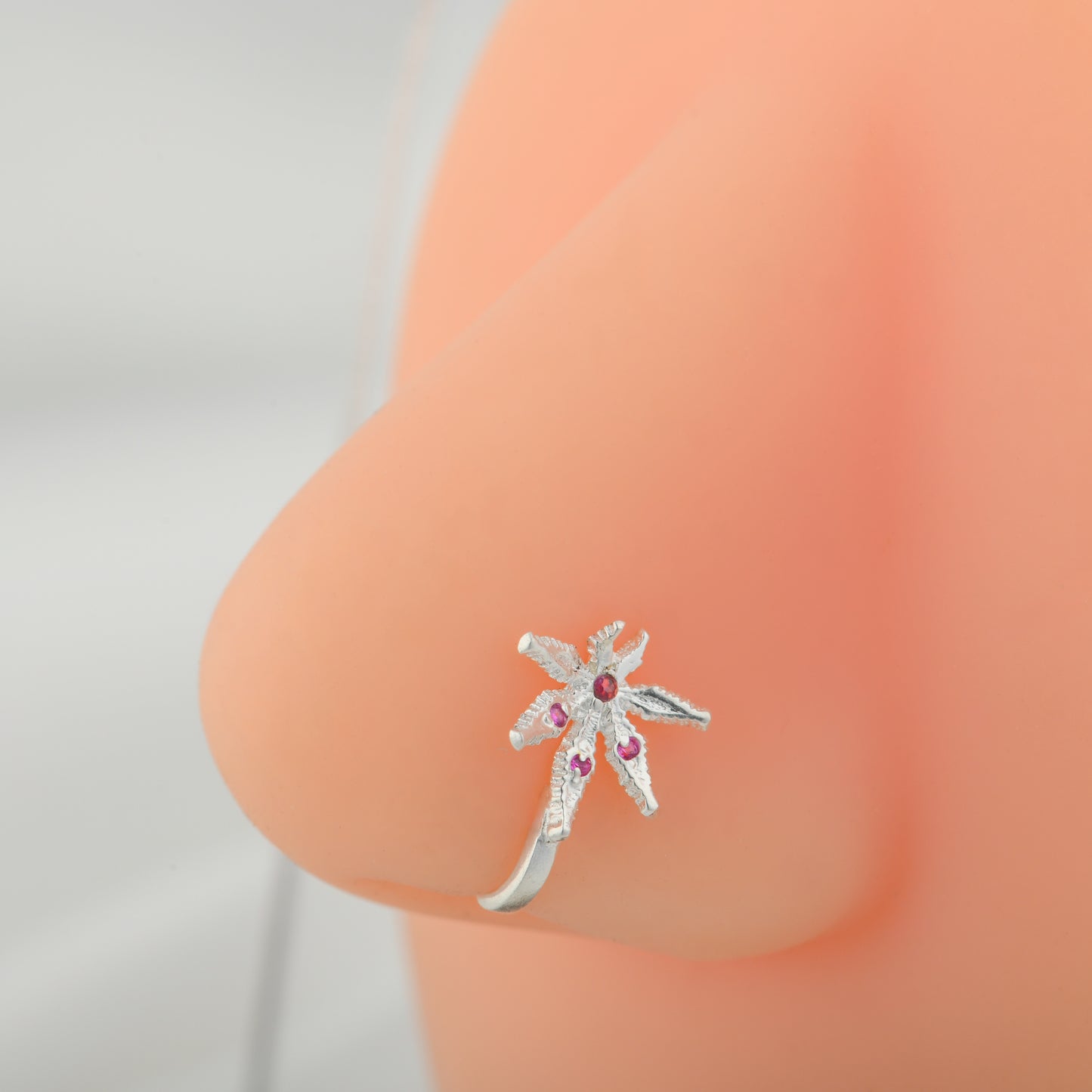 "Cannabis The Weed" Silver Nose Pin