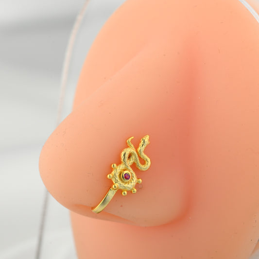 "The Serpent" Gold Plated Silver Nose Pin