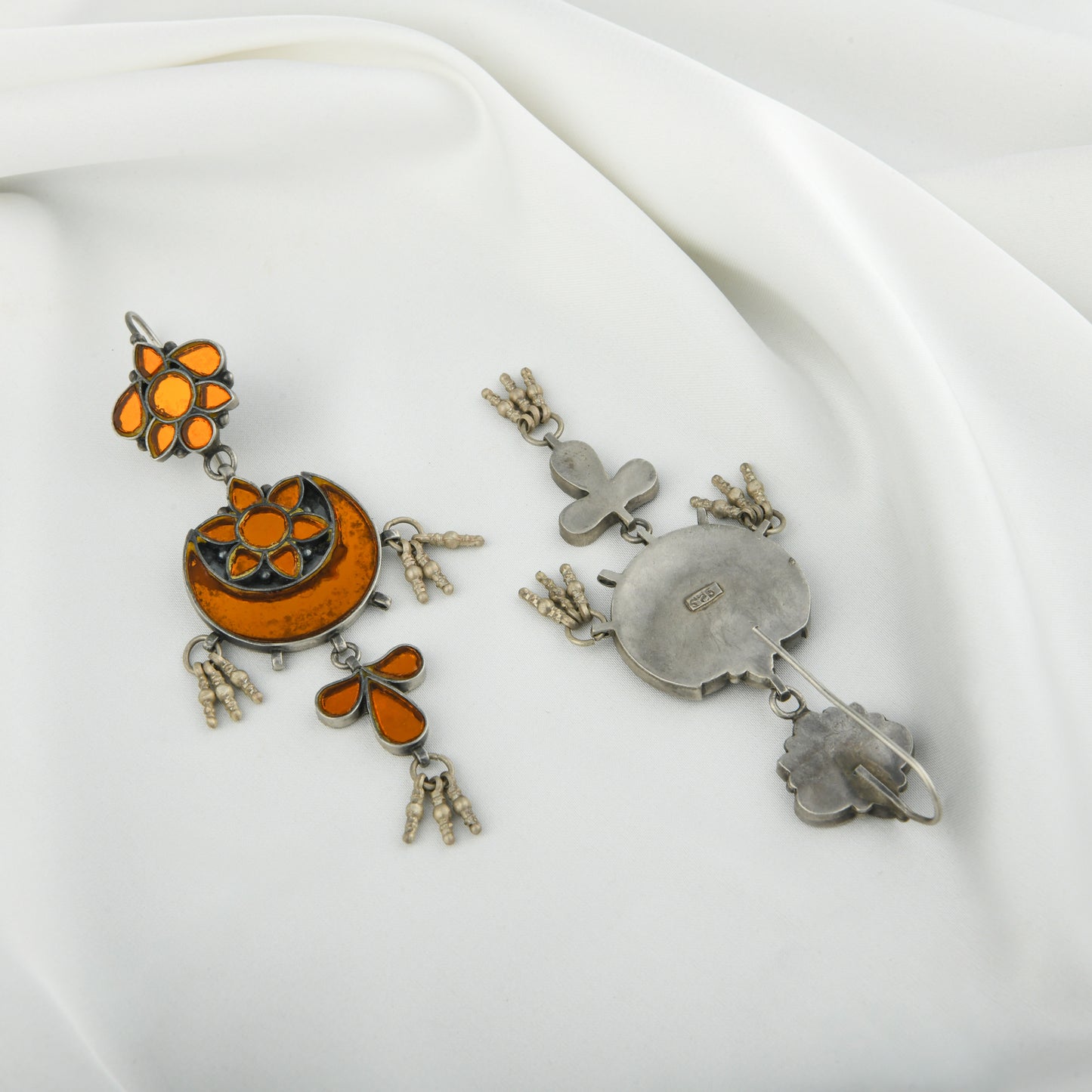 Madhu Chandrika Sandy Moon Silver Earrings