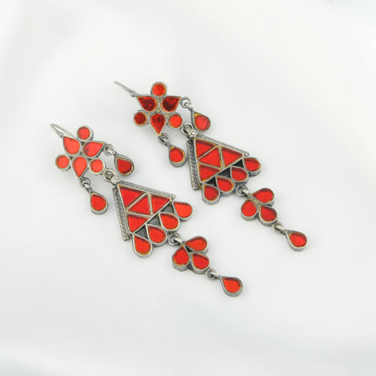 Madhu Chandrika Mirrored Triangle Silver Earrings