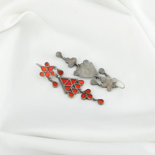 Madhu Chandrika Mirrored Triangle Silver Earrings