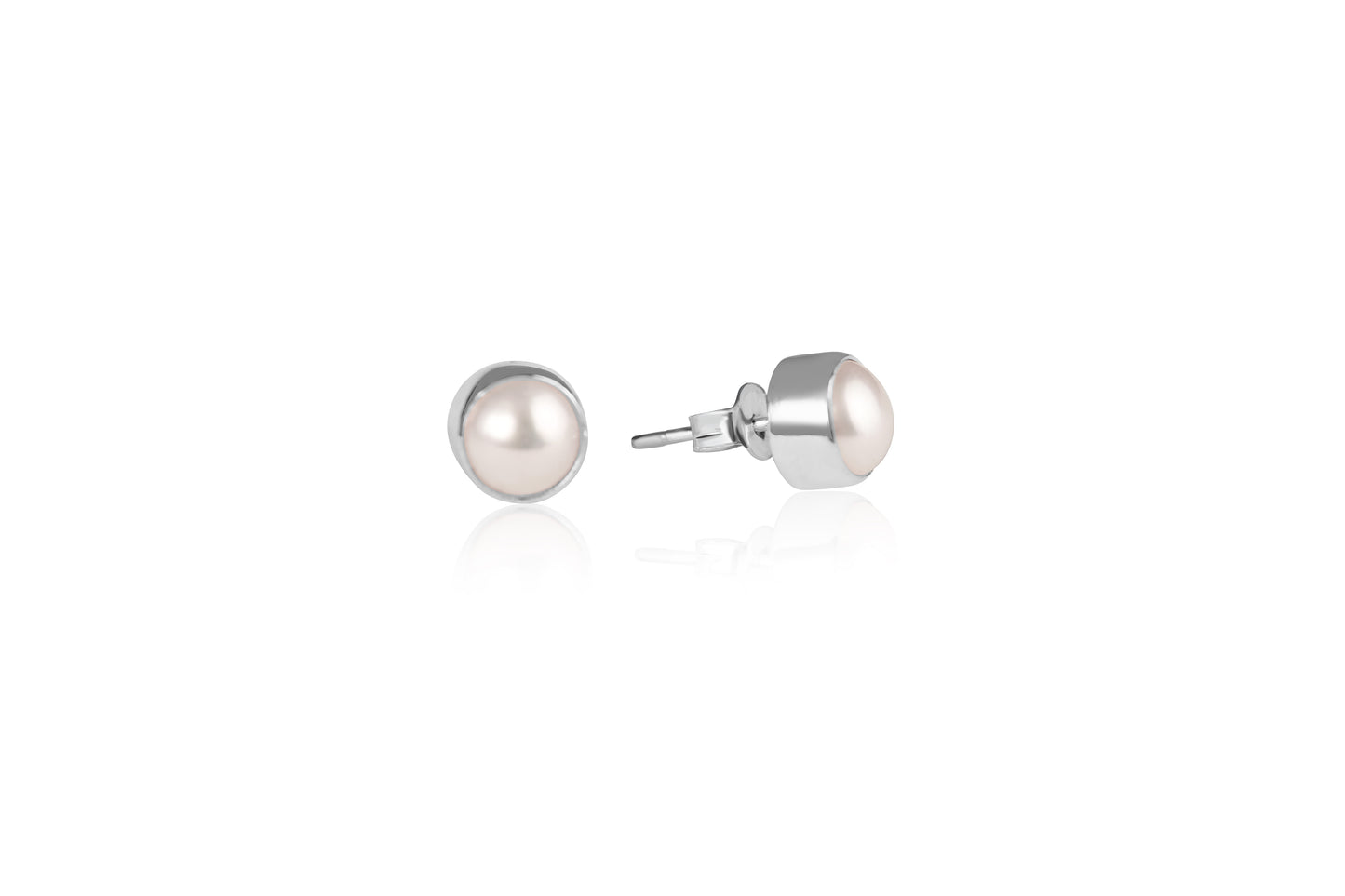 Moon Magic Pearl Studs in 92.5 Silver (9 mm)