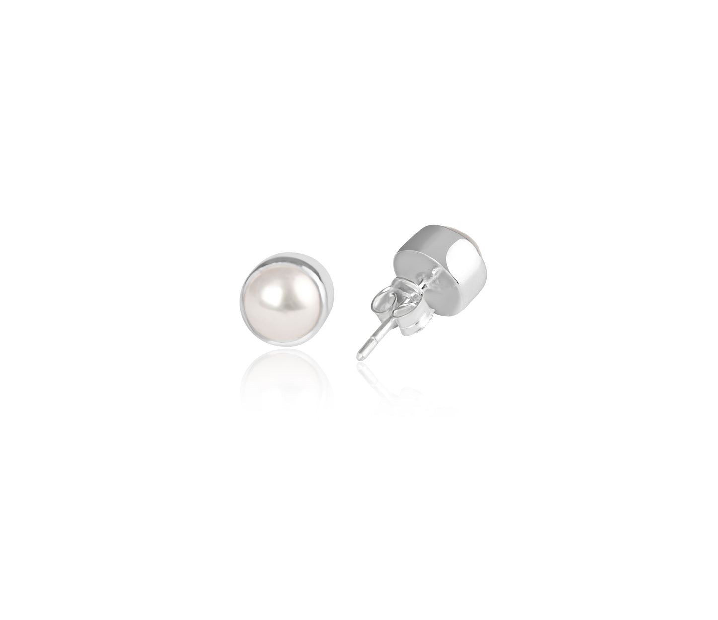 Moon Magic Pearl Studs in 92.5 Silver (9 mm)
