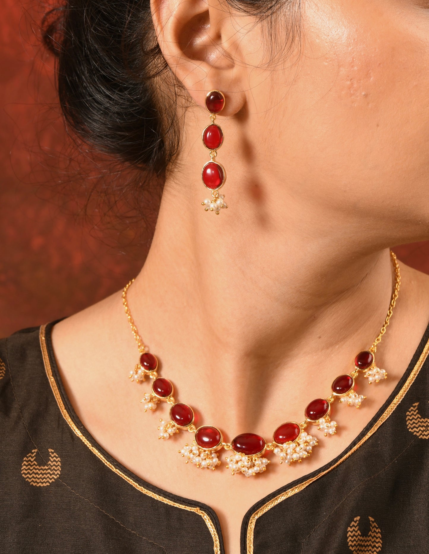 Lakshmi Ruby Necklace Set