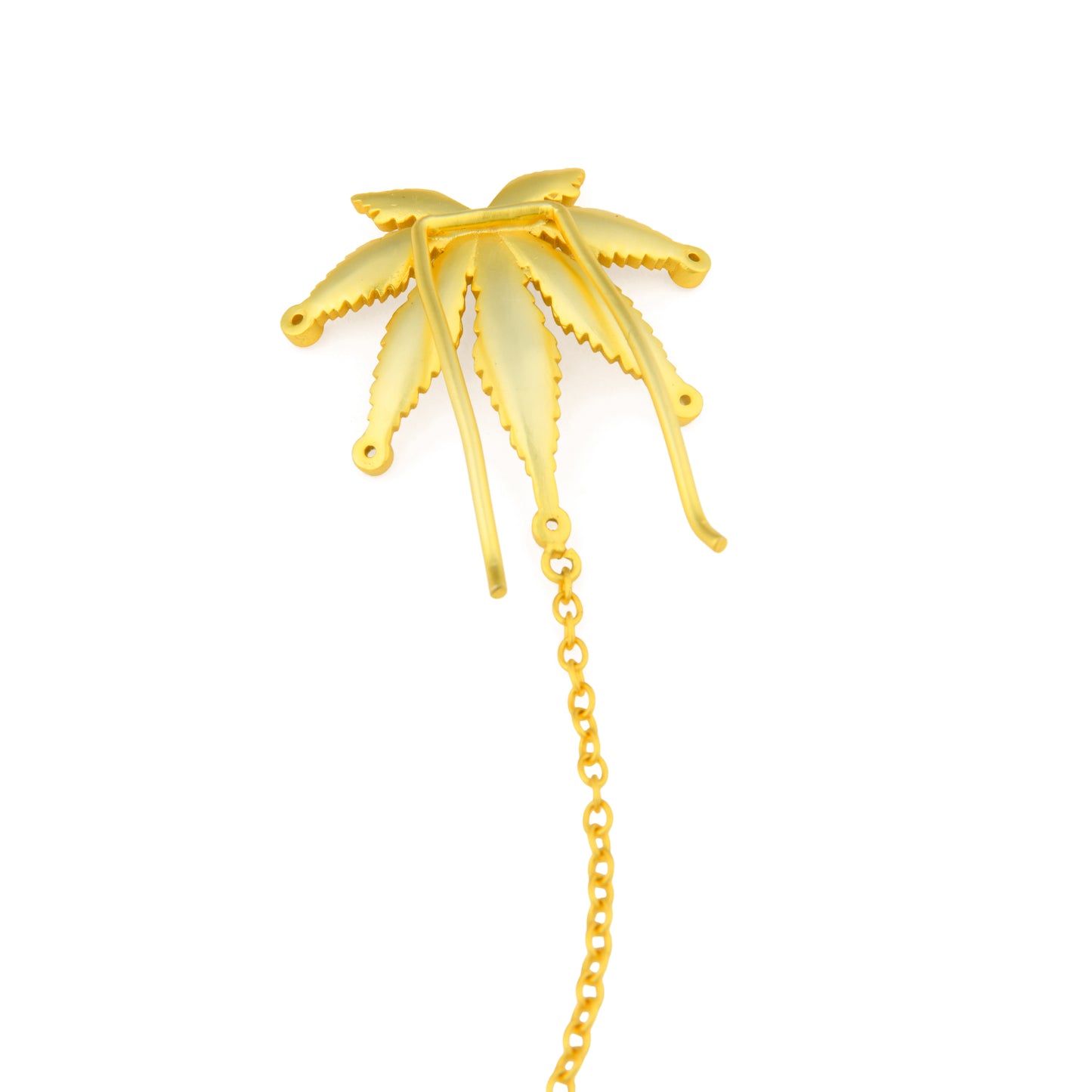 Corbett Canabis Leaf Earrings With Chains