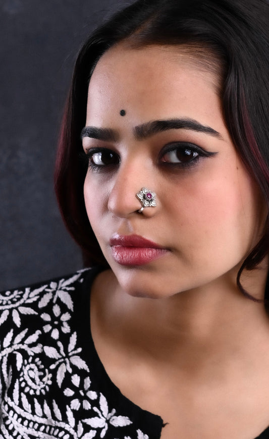 Clip On Pink Lotus Nose Pin