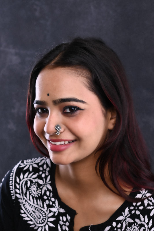 Clip On Ghunghru Silver Nose Pin