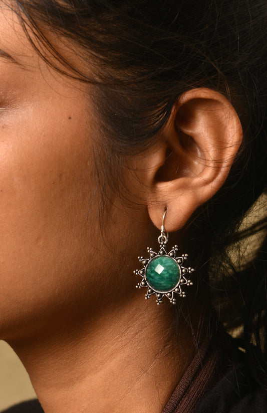 Emerald Silver Danglers