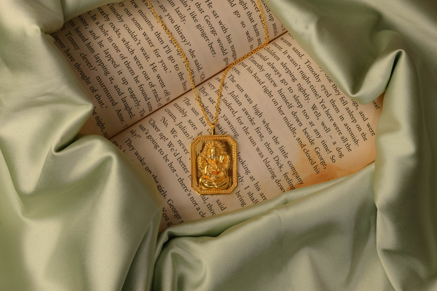 Vakratunda Ganesha Goldplated Silver Pendant with Chain