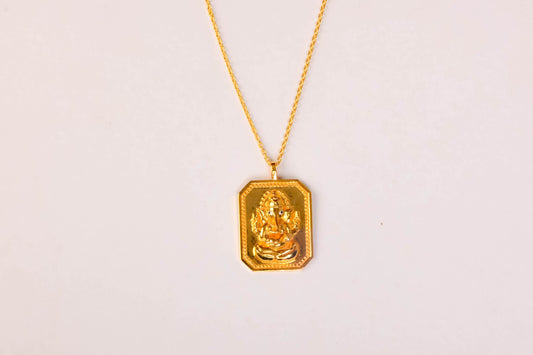 Vakratunda Ganesha Goldplated Silver Pendant with Chain