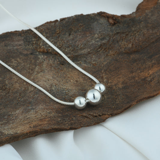 Dainty Ball Trio Silver Chain