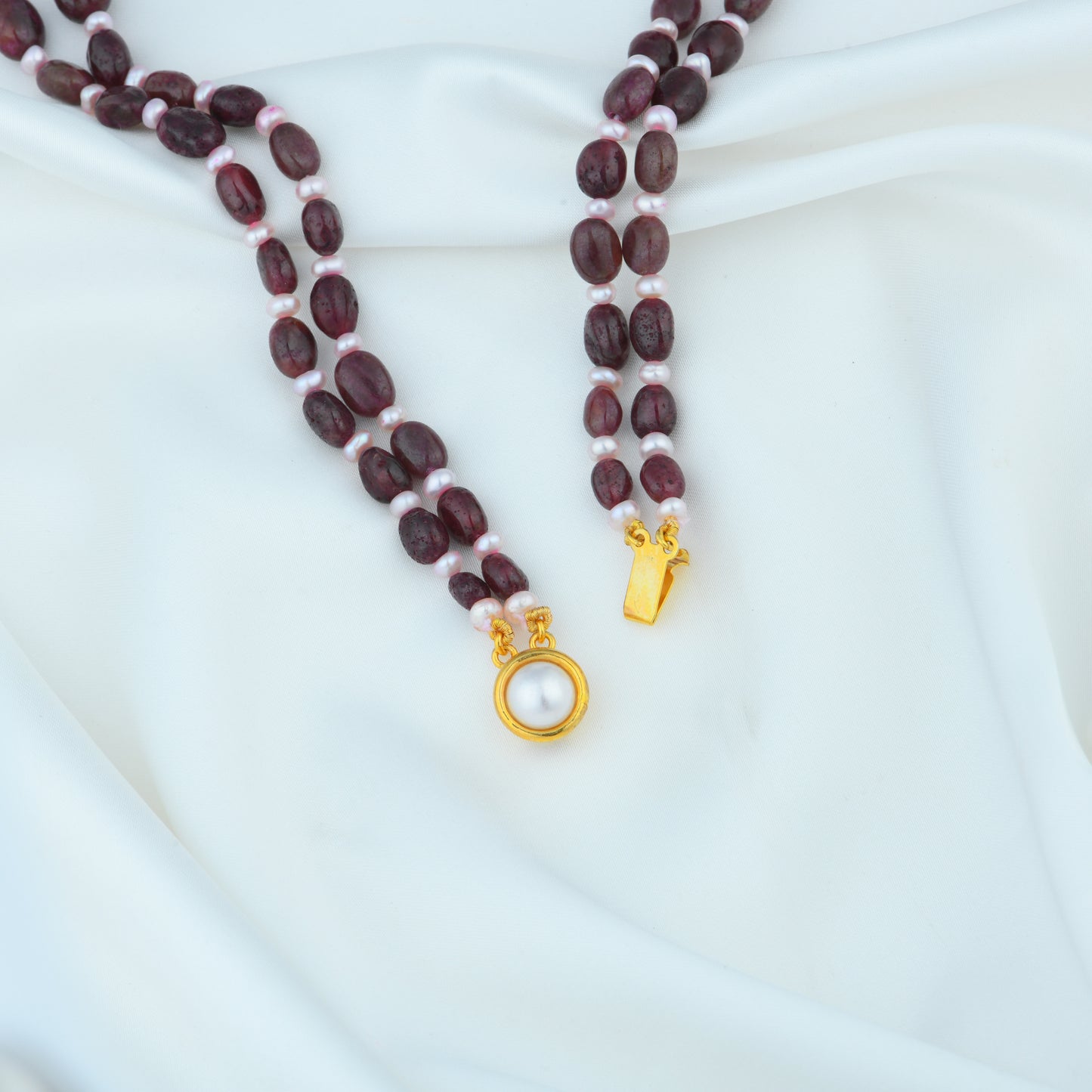 Ruby Pearl Duet String Necklace