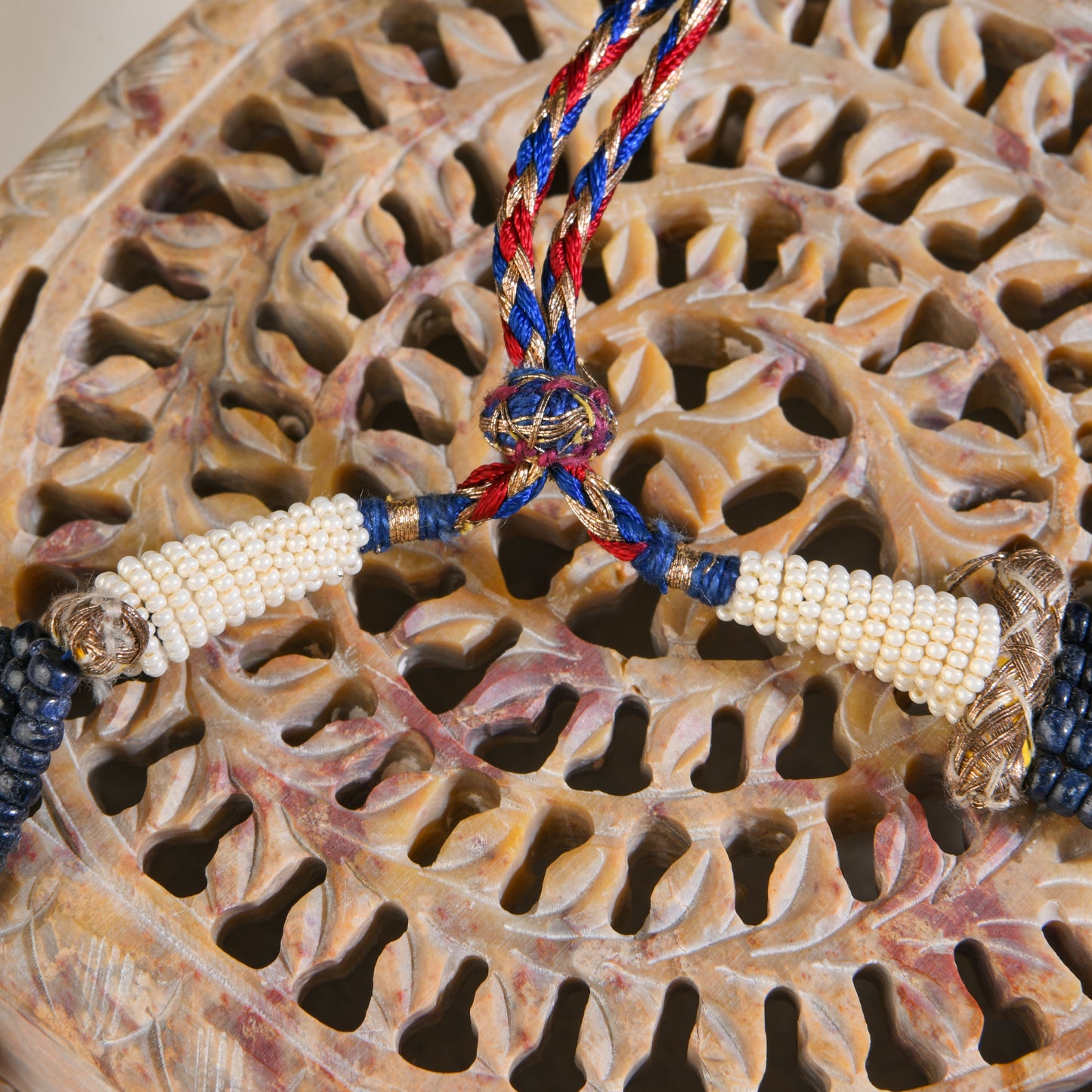 Lapis-Lazuli Ruby And Pearls Necklace