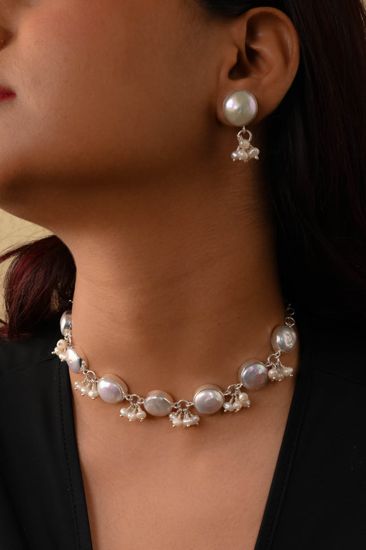 Moonlight Coin Pearls And Silver Romance Set
