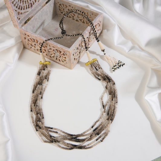 Multilayered Graduated Smoky Quartz Necklace