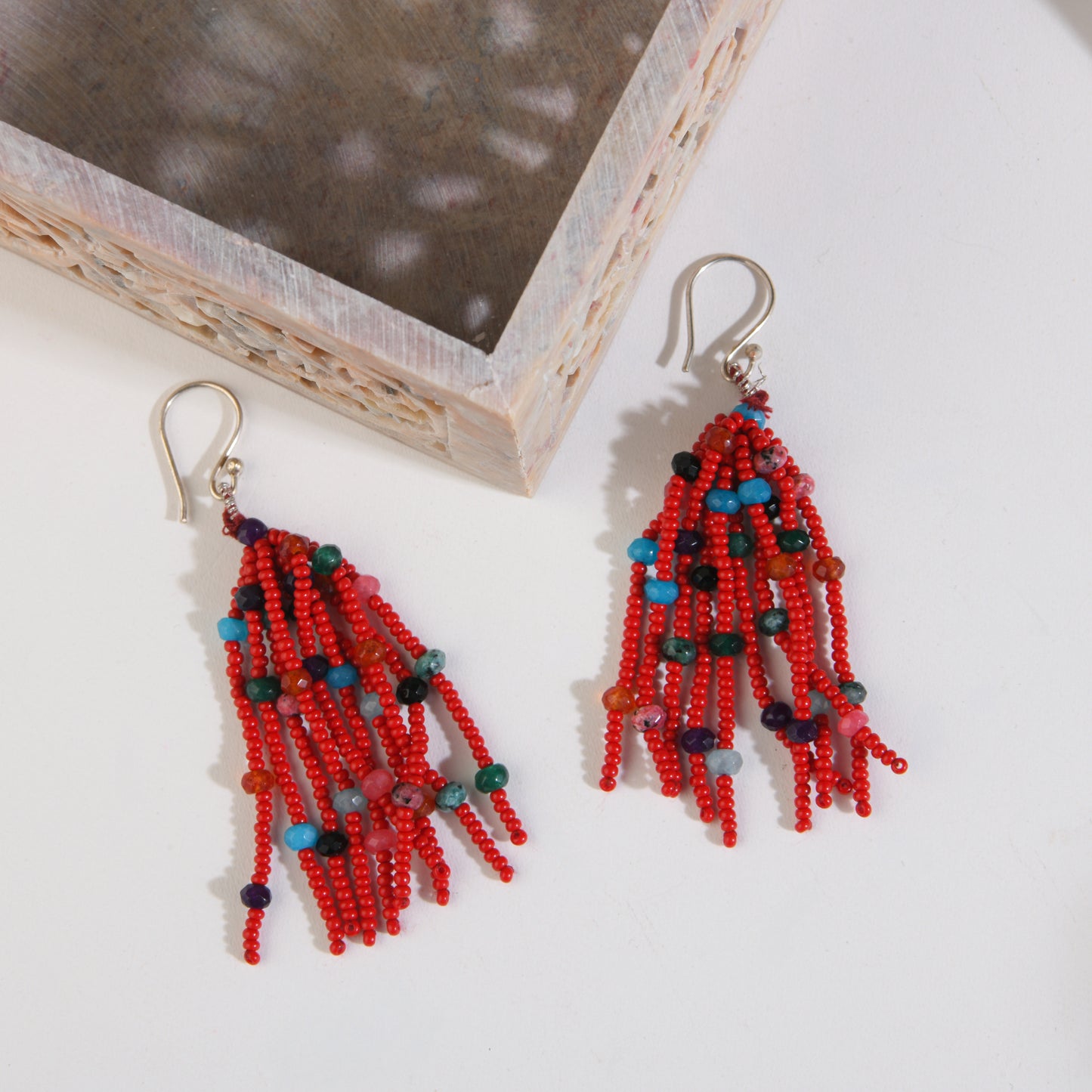 Red Glass Beads Hand Crafted Necklace Set