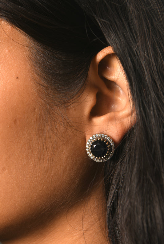 Black Onyx Zircon Dual Tone earrings