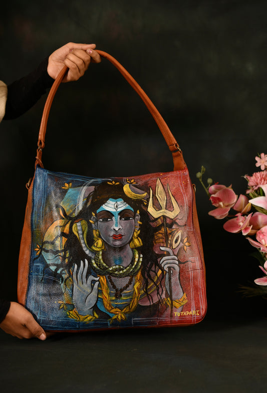 Hand Painted Lord Shiva Hobo Bag