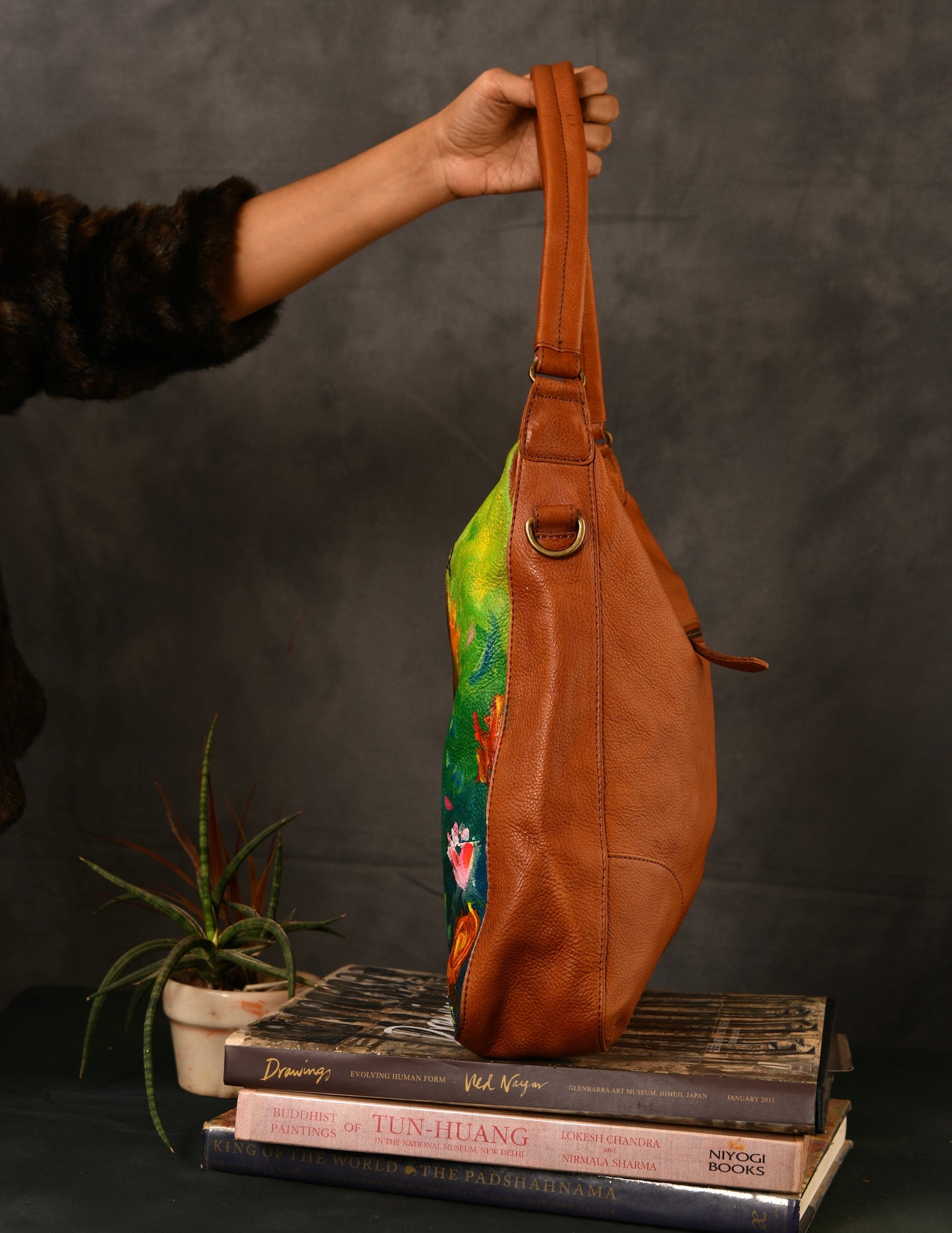 Handpainted "Butterfly Beauty" Leather Hobo Bag