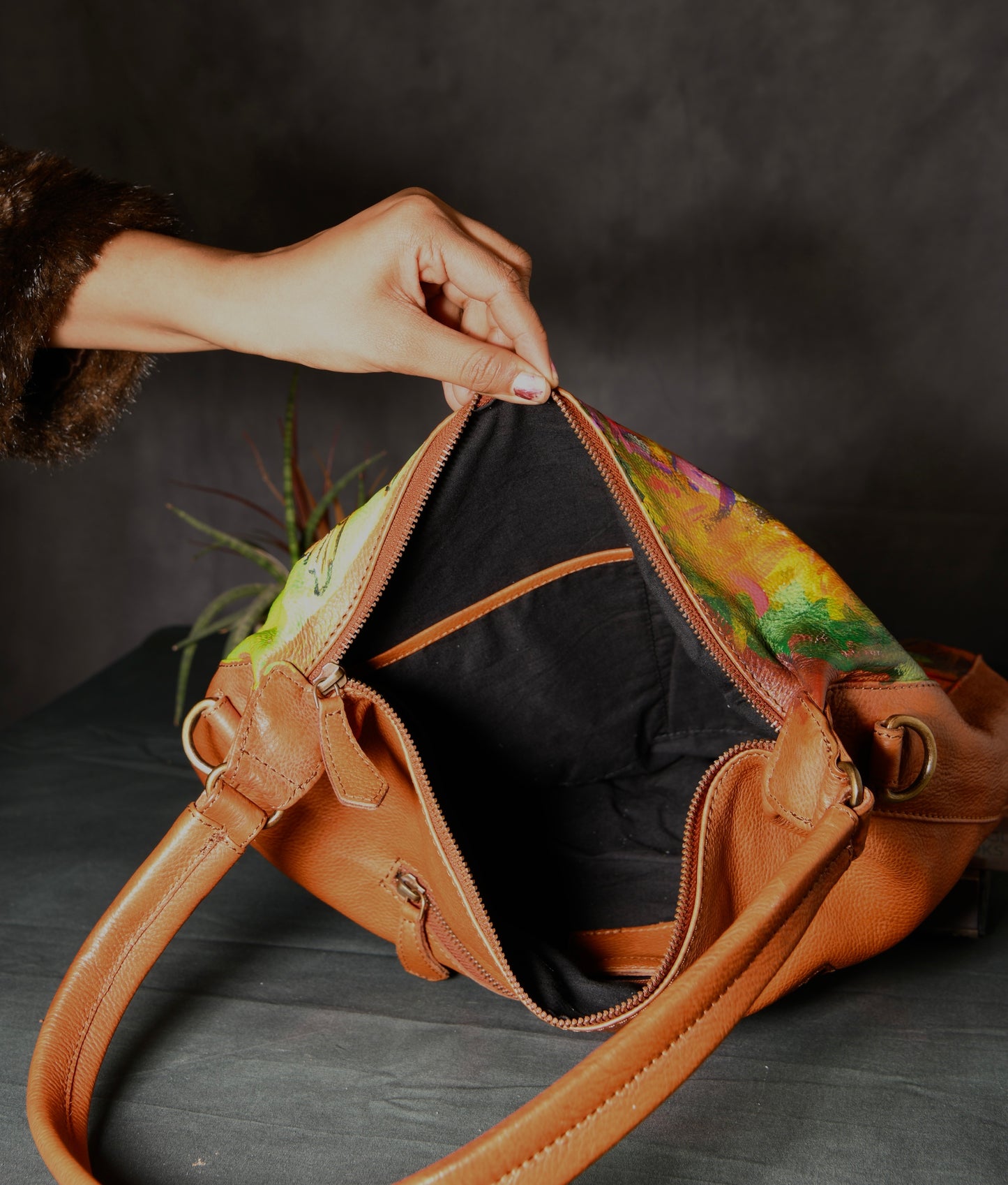 Handpainted "Butterfly Beauty" Leather Hobo Bag