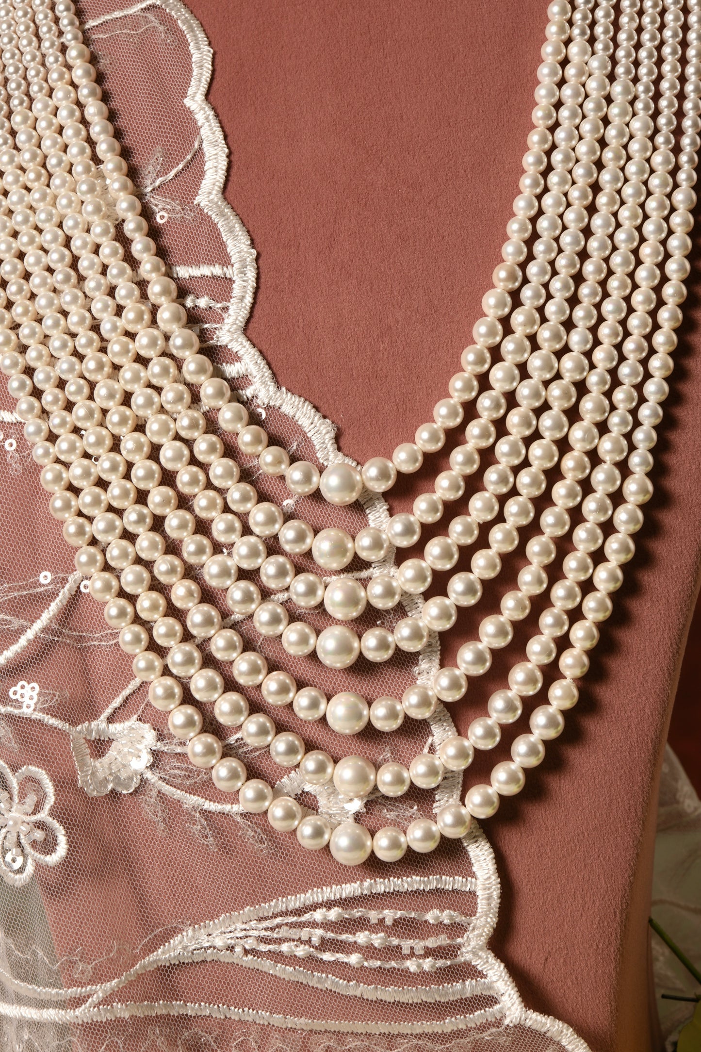 Seven Layered Long Pearl Necklace