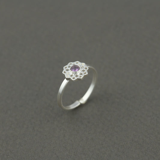 Crown Chakra Minimal Silver Ring