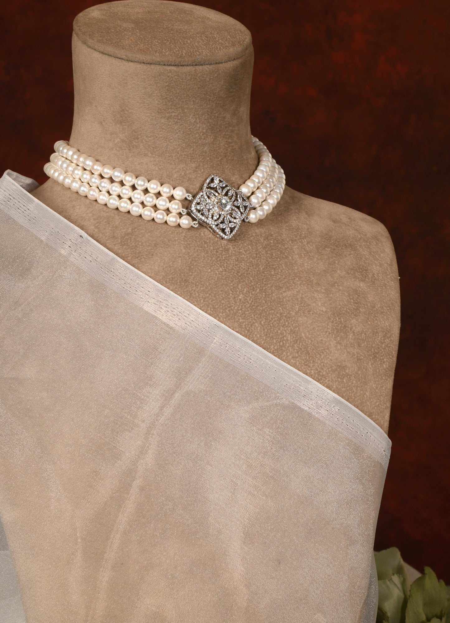 My Love Layered Pearl Brooch Necklace