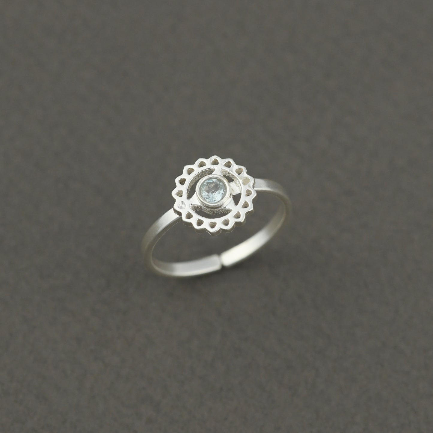 Throat Chakra Minimal Silver Ring