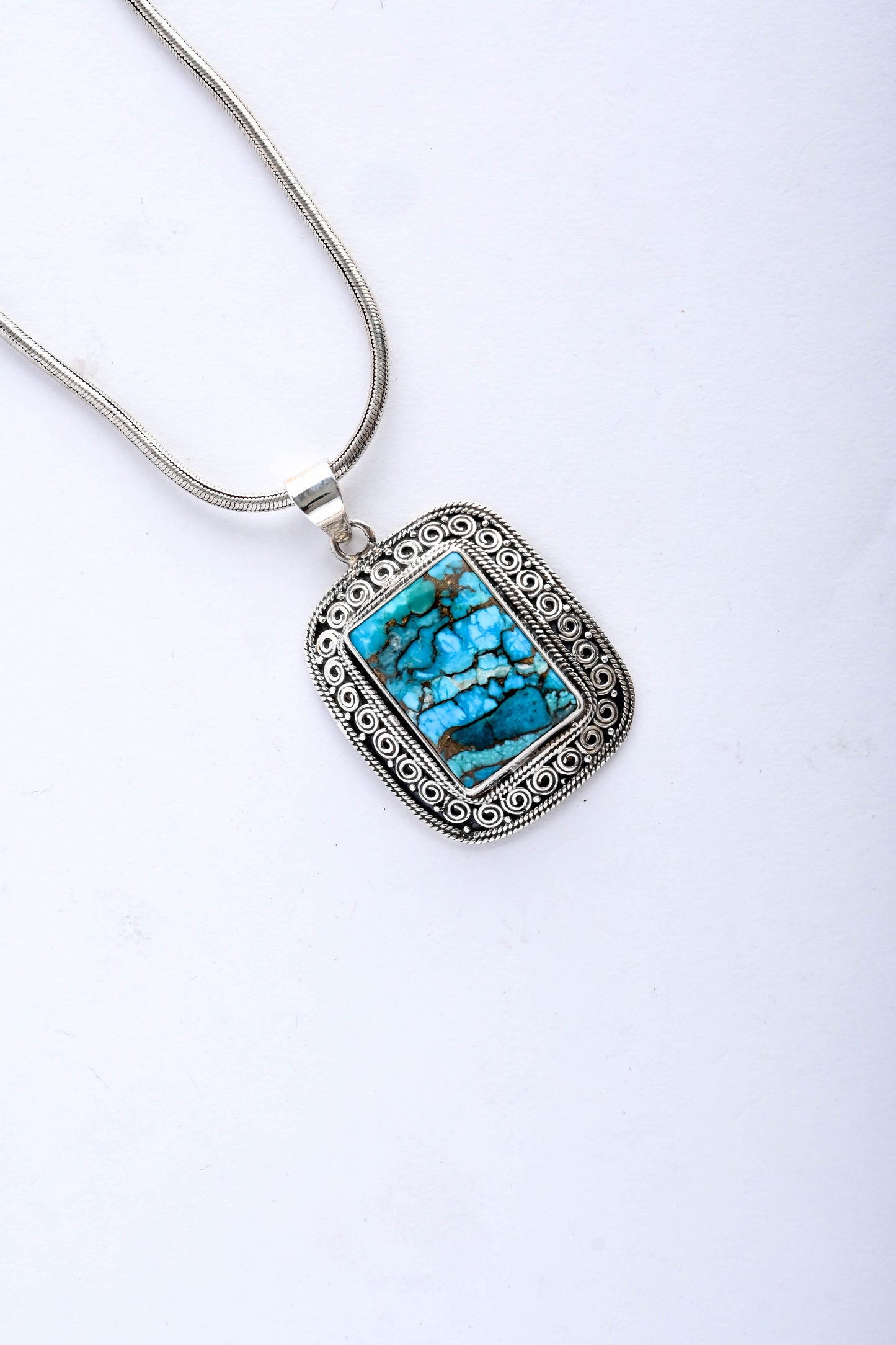 Teal Beauty Silver Pendant(Chrysocola)