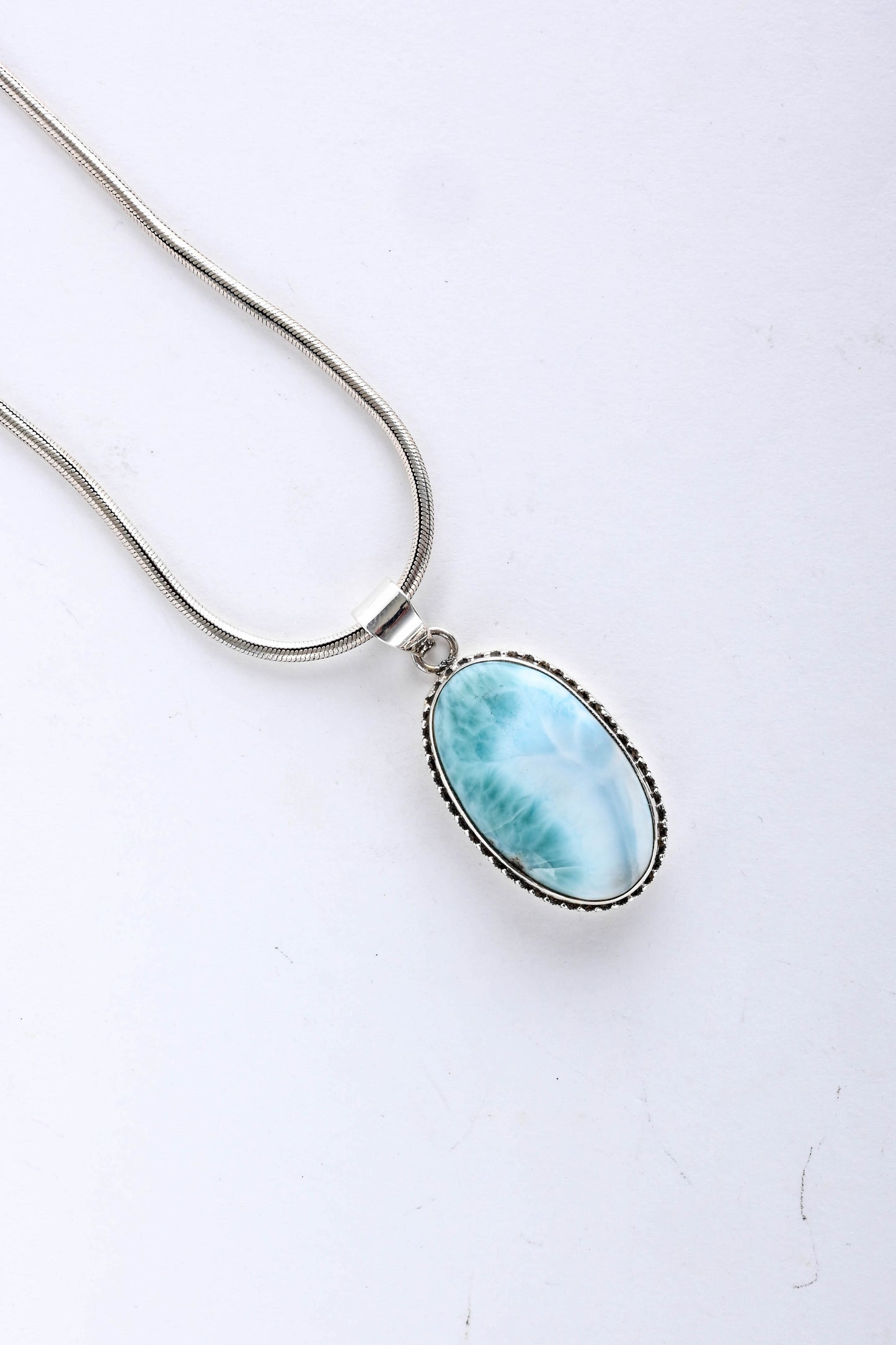 Larimar Silver Oval Pendant