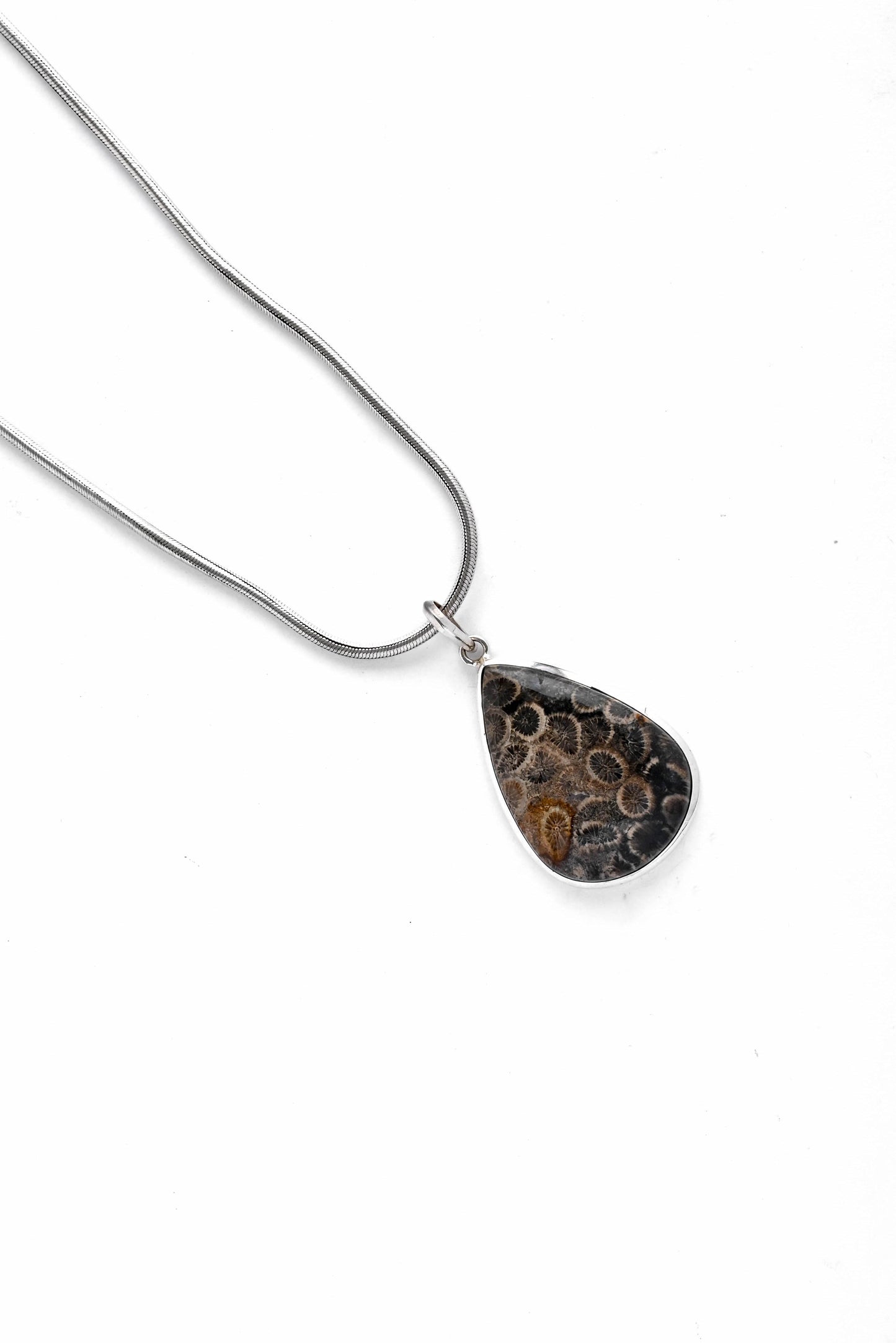 The Silver And Ammonite Drop Pendant