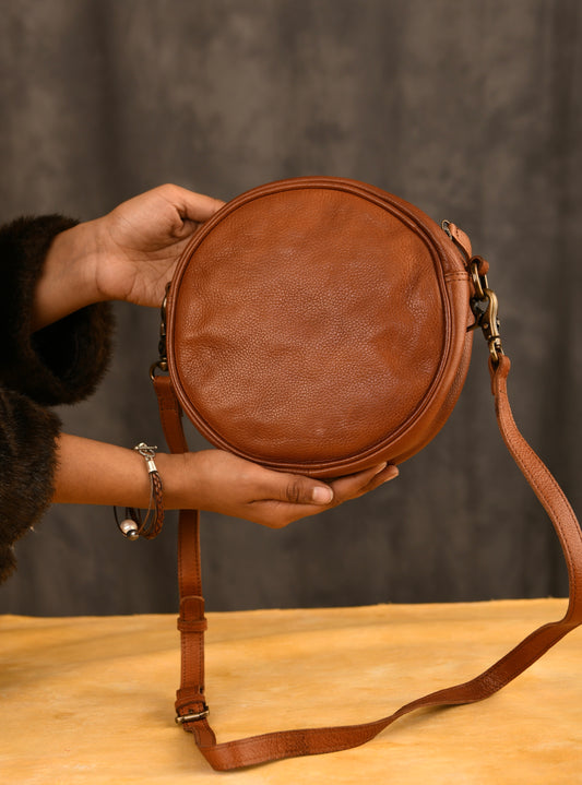 "Soul Portraits" Hand Painted Leather Round Sling Bag