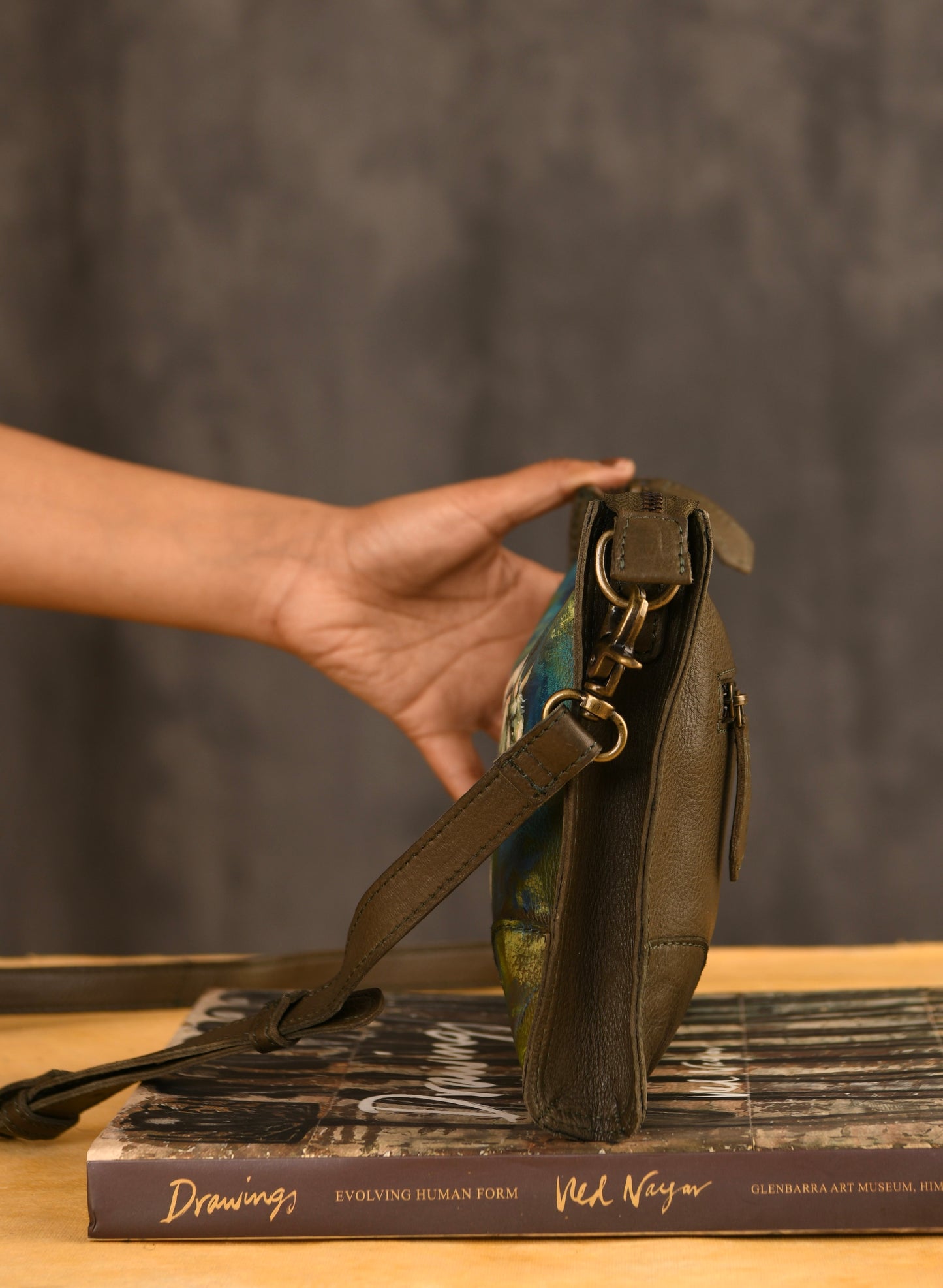 "Azzurro Horse" Hand Painted Crossbody Bag