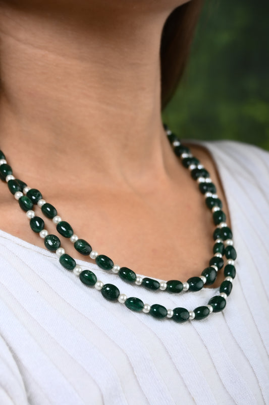 Green Tumbles Double Layered Necklace
