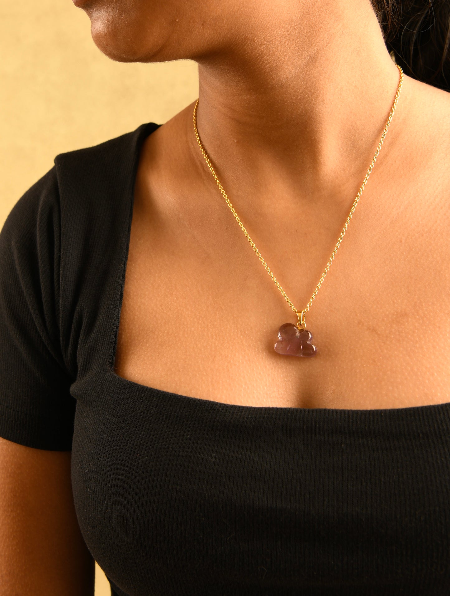 Amethyst Cloud In Gold Plated Silver Chain