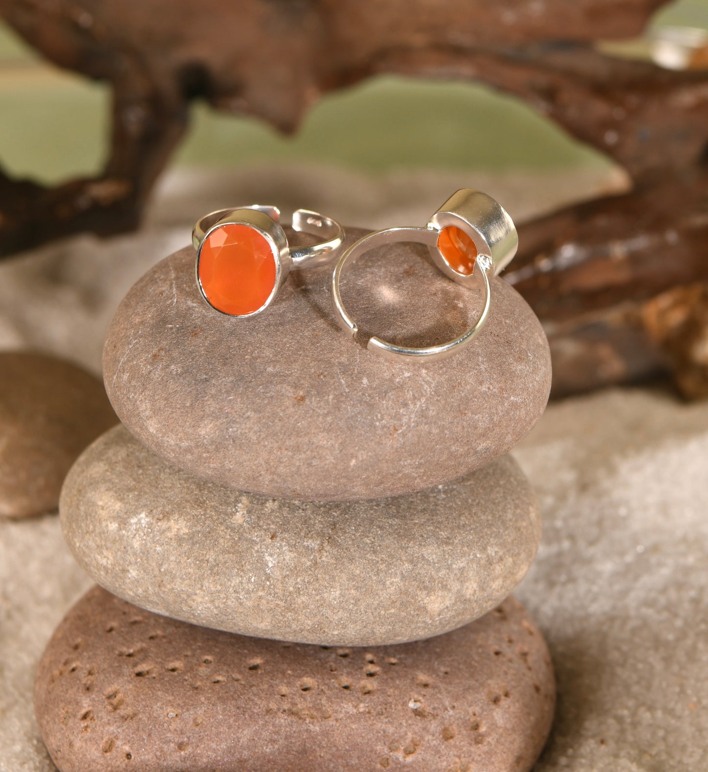 Carnelian Silver Adjustable Ring