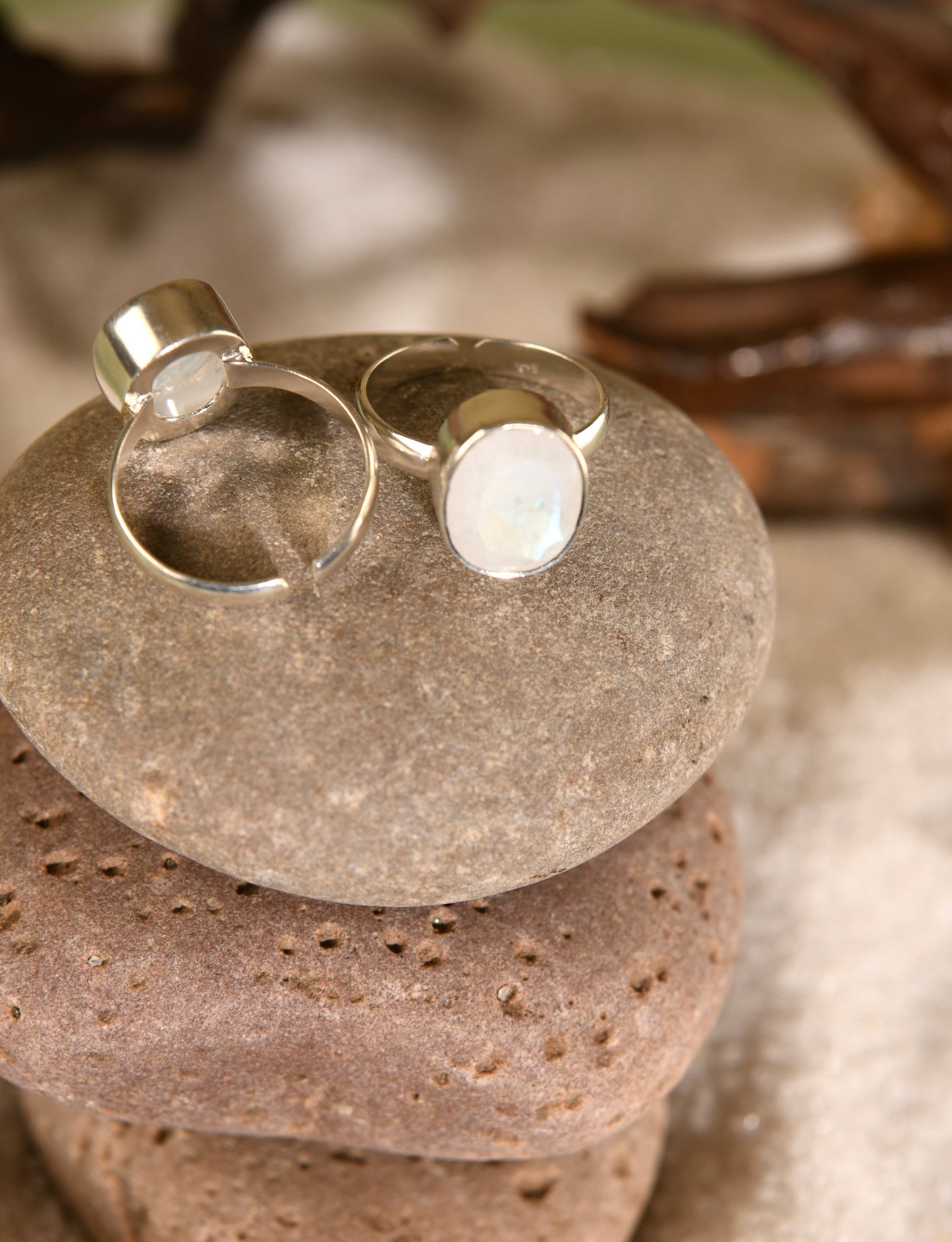 Moonstone Silver Adjustable Ring