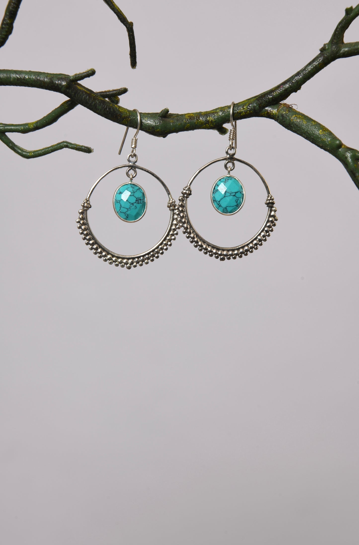 Hanging Turquoise Silver Danglers
