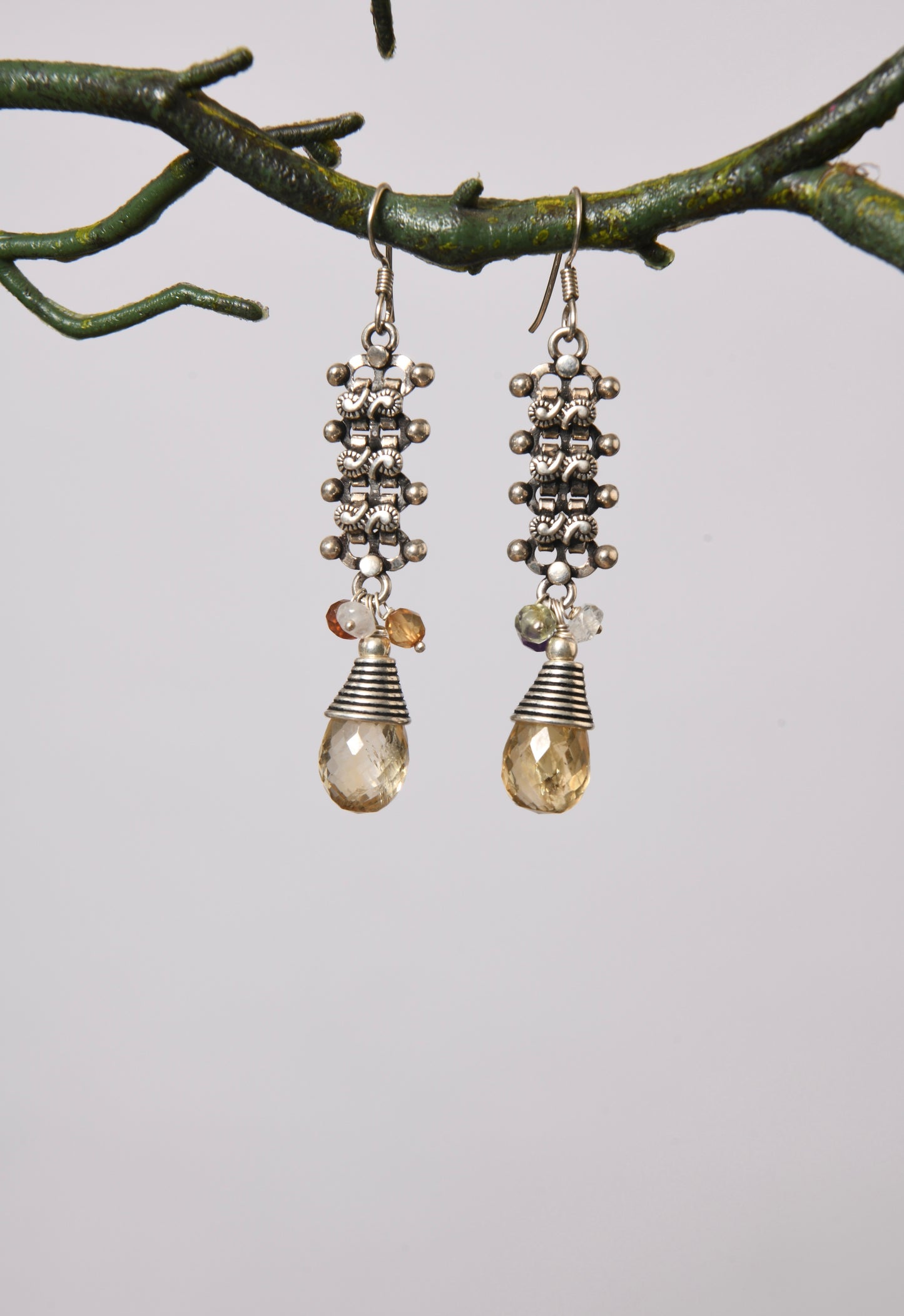 Silver Citrine Drop Earrings