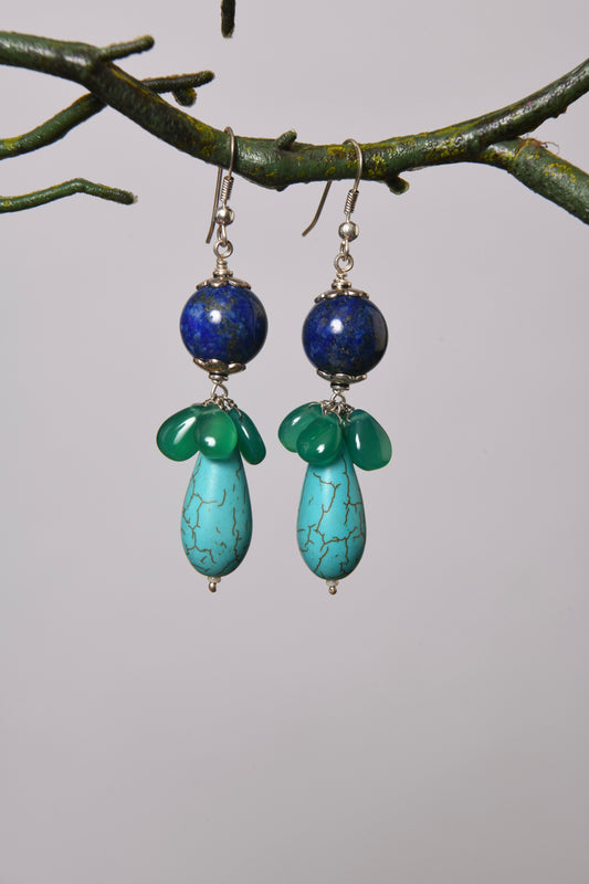 Multistone Silver Danglers