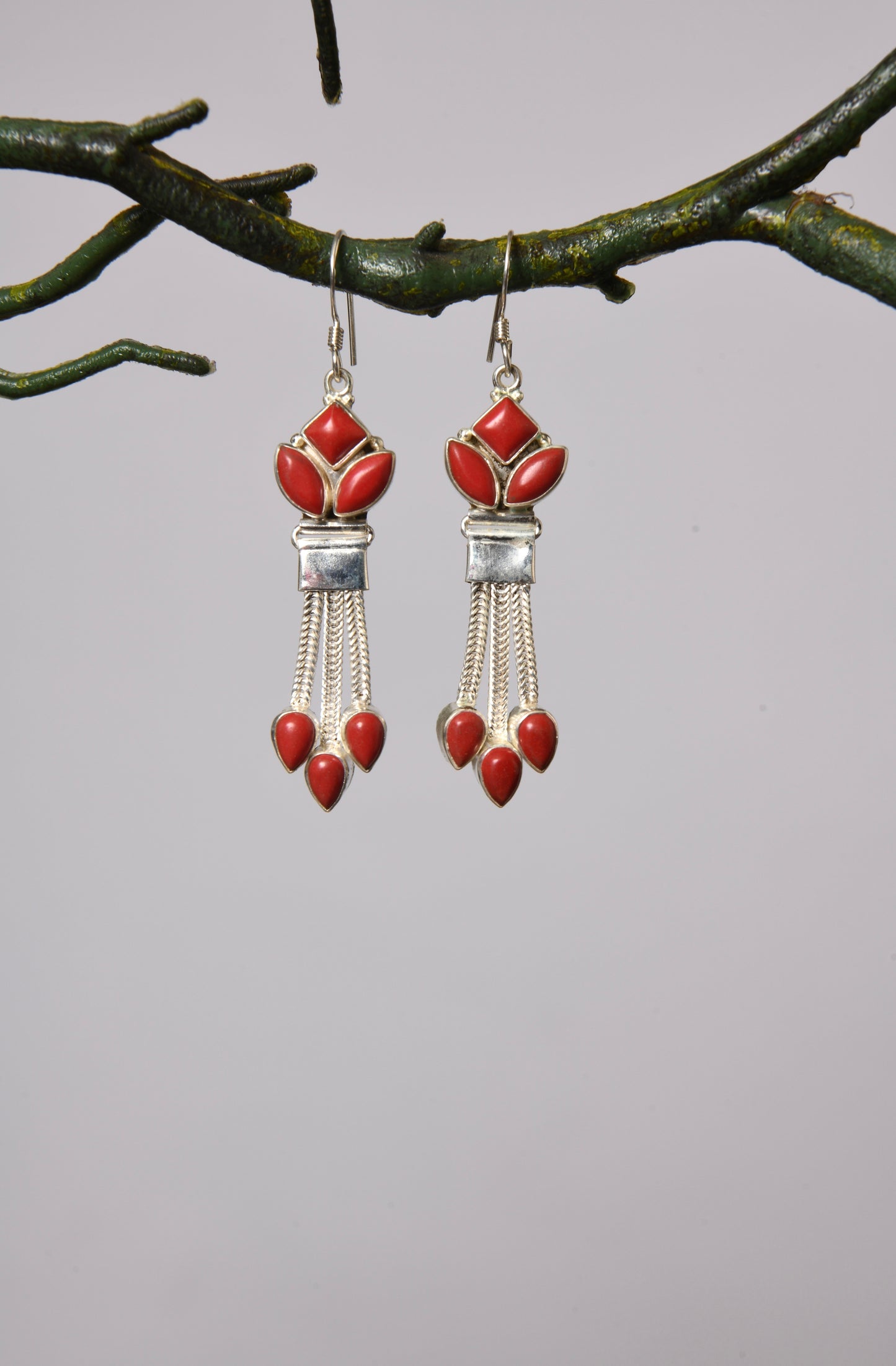 Silver Coral Drops