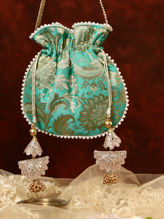 Aqua Hues Banarasi Potli