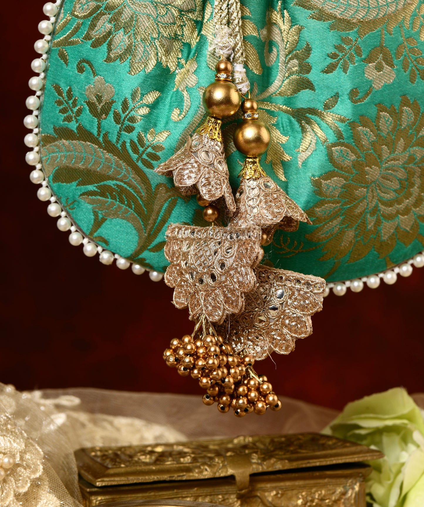 Aqua Hues Banarasi Potli