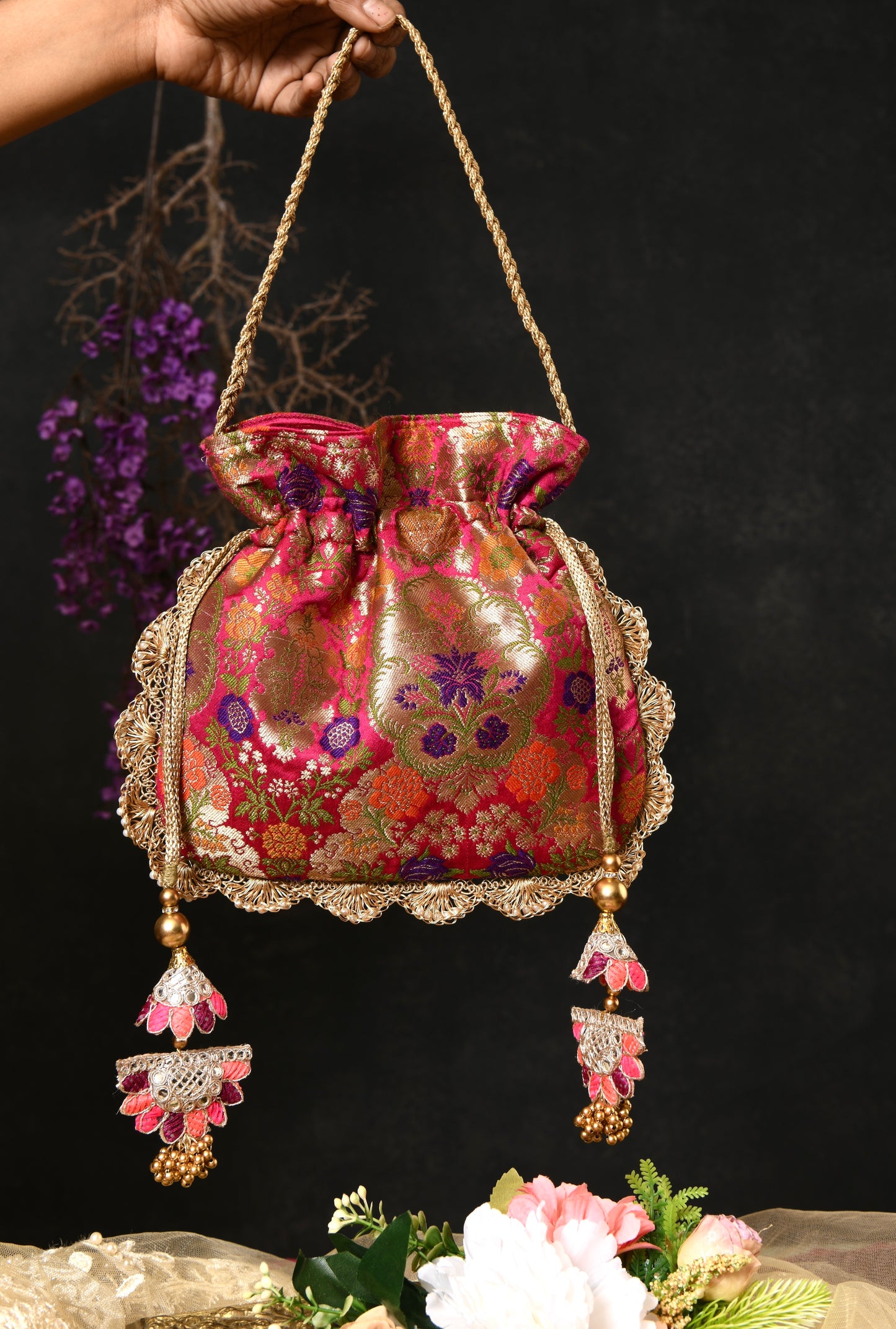 Fuchsia Pink Luxe Potli