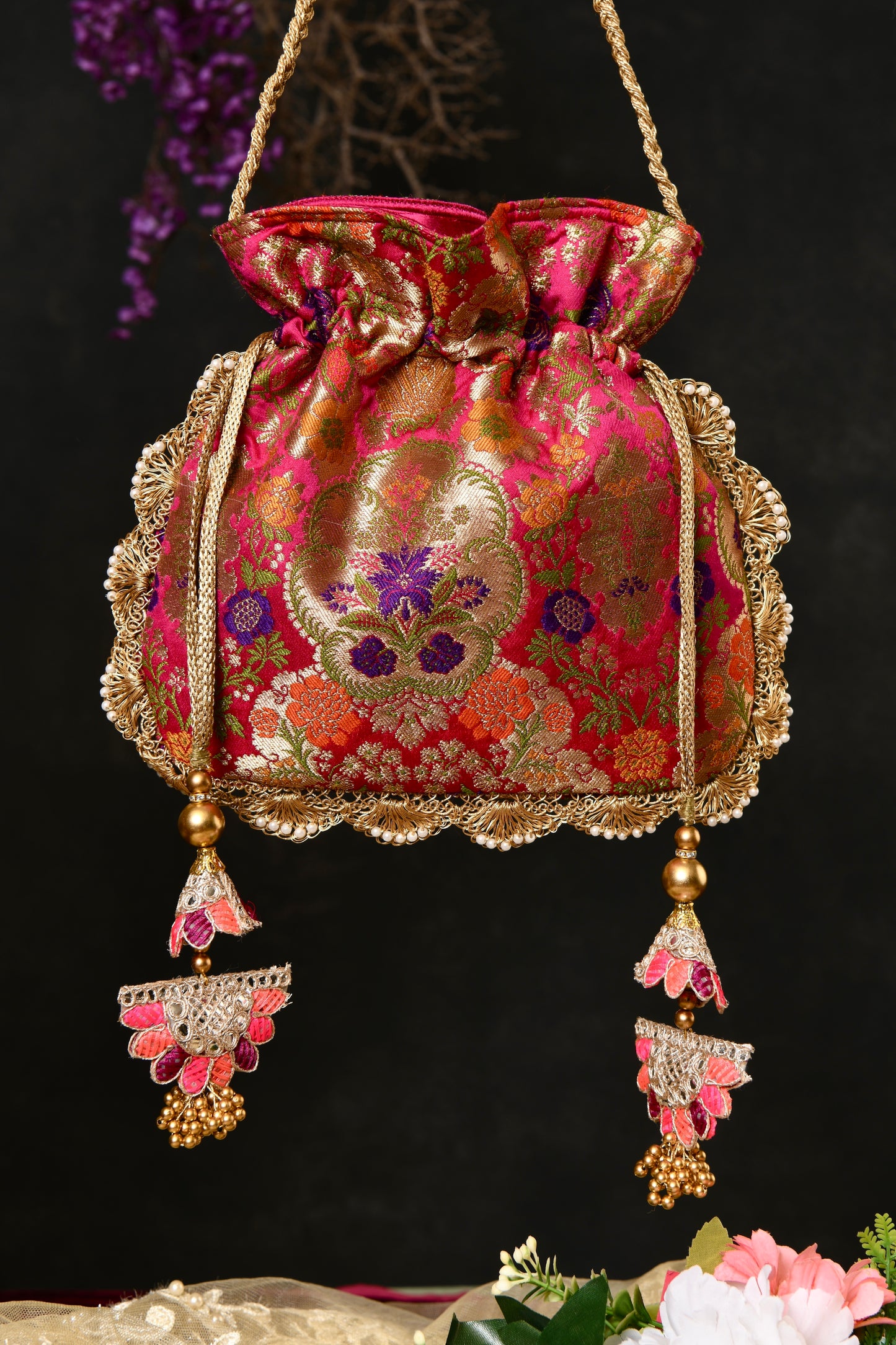 Fuchsia Pink Luxe Potli