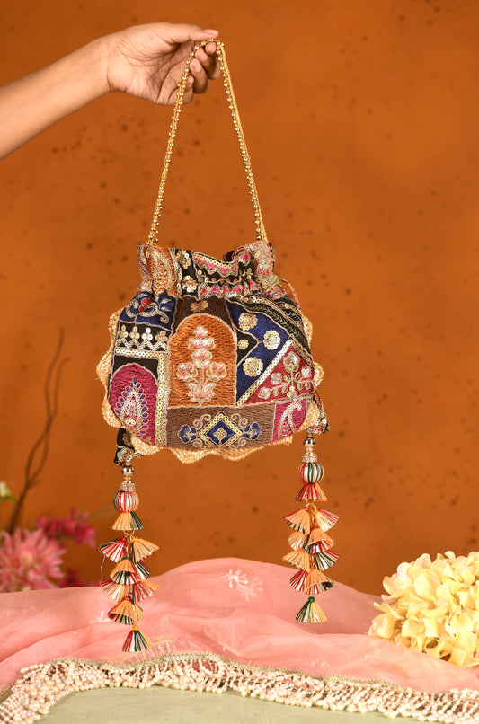 Black Sequinned Potli Bag