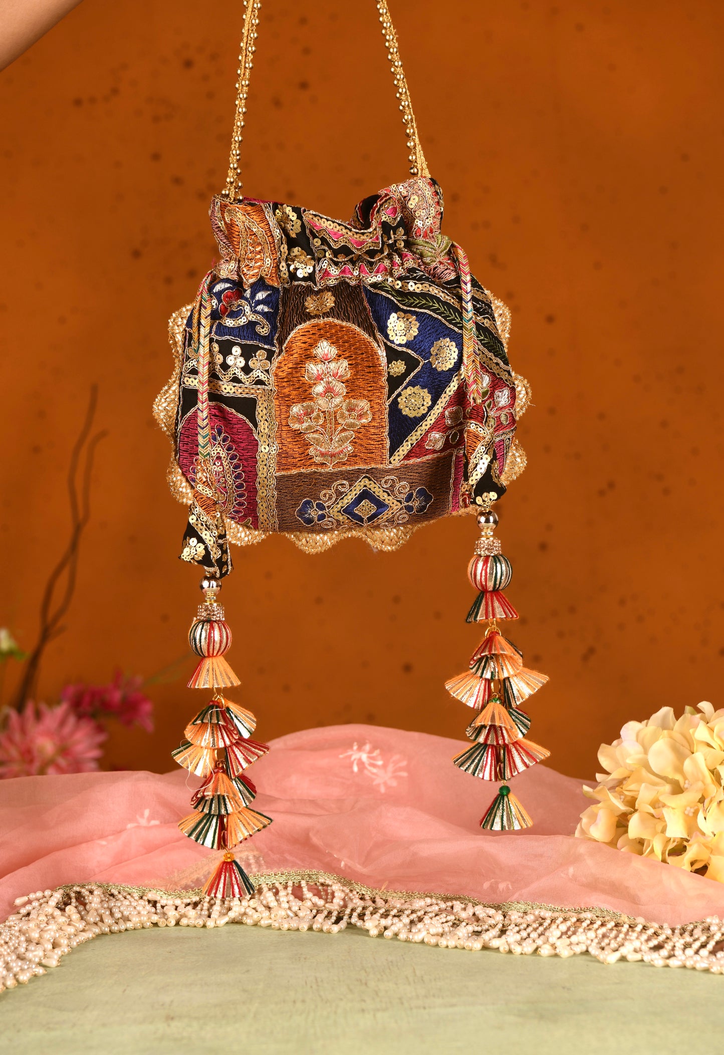 Black Sequinned Potli Bag