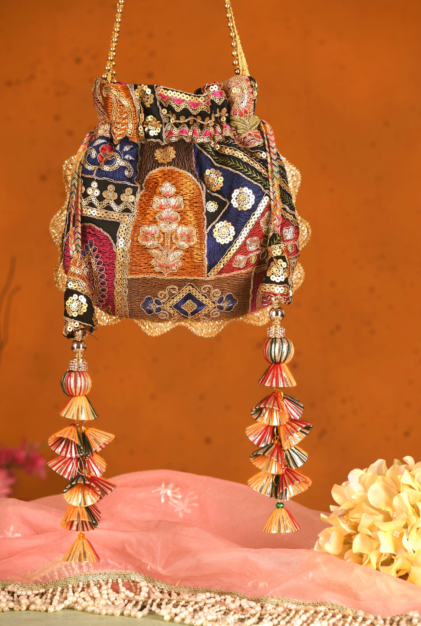 Black Sequinned Potli Bag